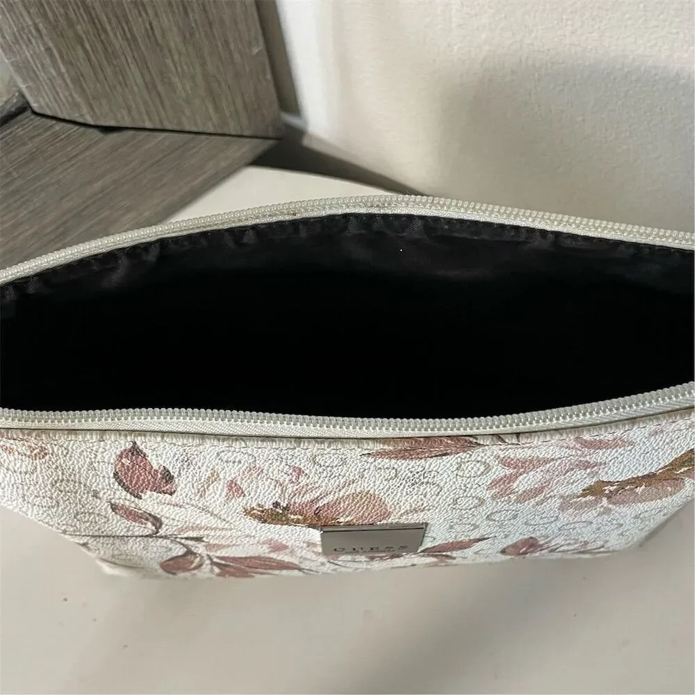 GUESS Bisbee Women's Floral Clutch Cosmetic Travel Bag White Multicolor